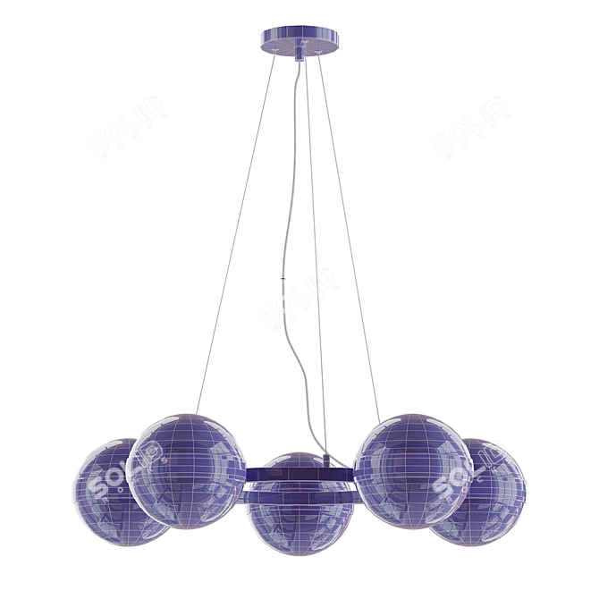 Elegant 5-Ball Leandra Chandelier 3D model image 2