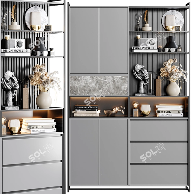 Modern Wardrobe & Display Cabinet 3D model image 1