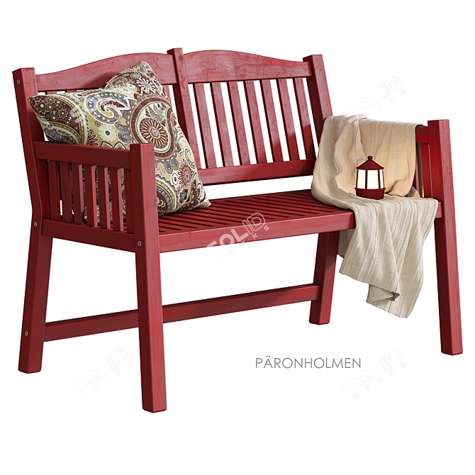 PÄRONHOLMEN Outdoor Bench - Red Beauty! 3D model image 1