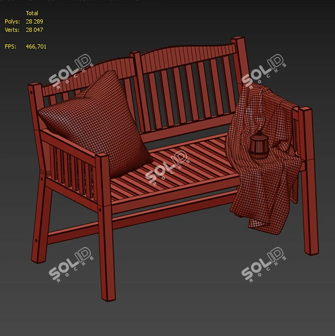 PÄRONHOLMEN Outdoor Bench - Red Beauty! 3D model image 4