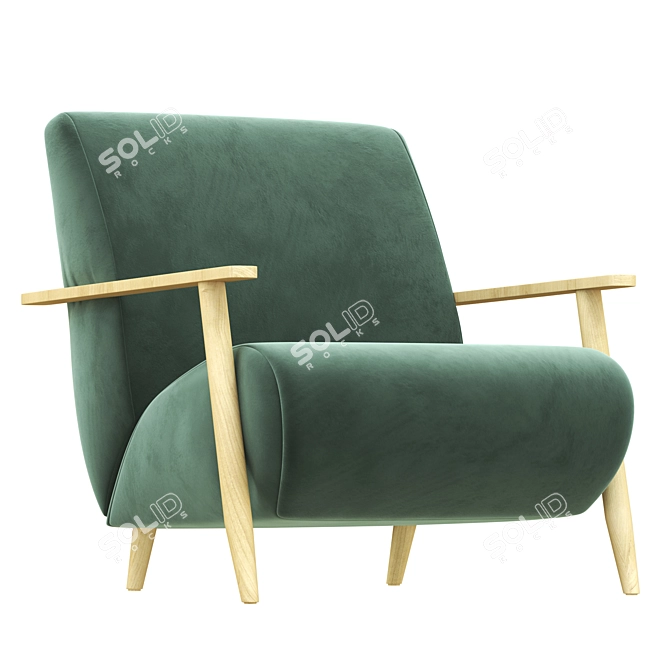 Luxury Marthan Armchair: Beige & Venge 3D model image 1