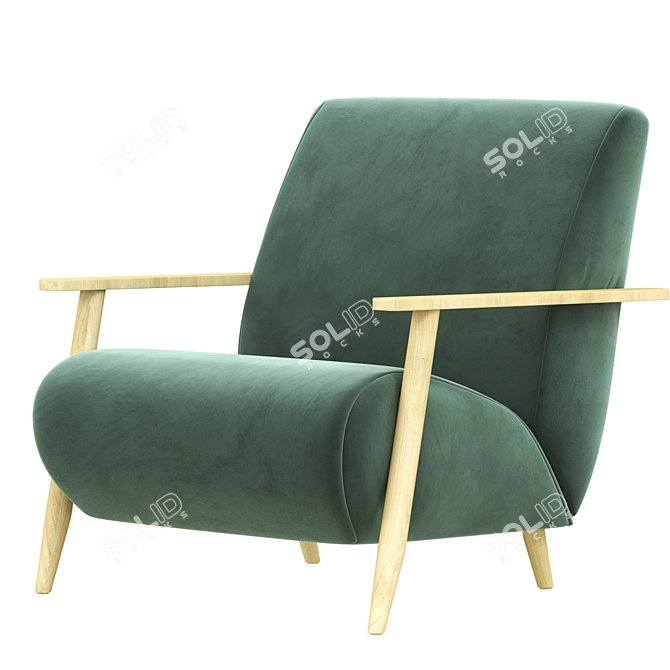 Luxury Marthan Armchair: Beige & Venge 3D model image 2