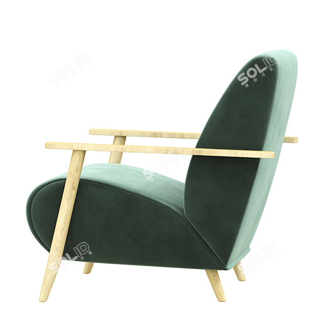 Luxury Marthan Armchair: Beige & Venge 3D model image 4