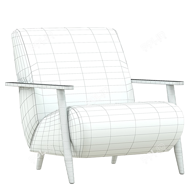 Luxury Marthan Armchair: Beige & Venge 3D model image 5