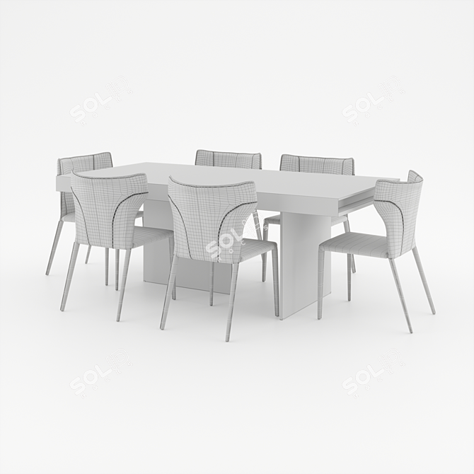 Dallas Dining Set: Elegant Table and Chairs 3D model image 1