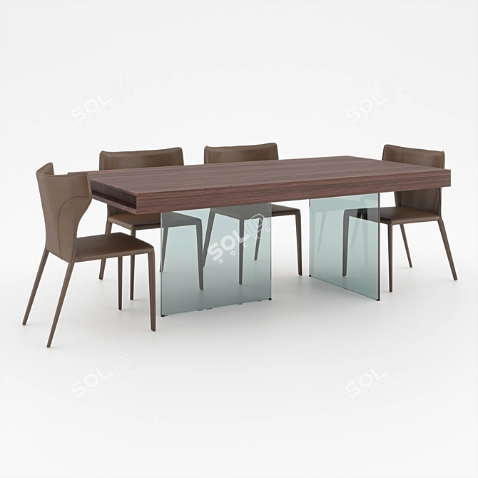 Dallas Dining Set: Elegant Table and Chairs 3D model image 2