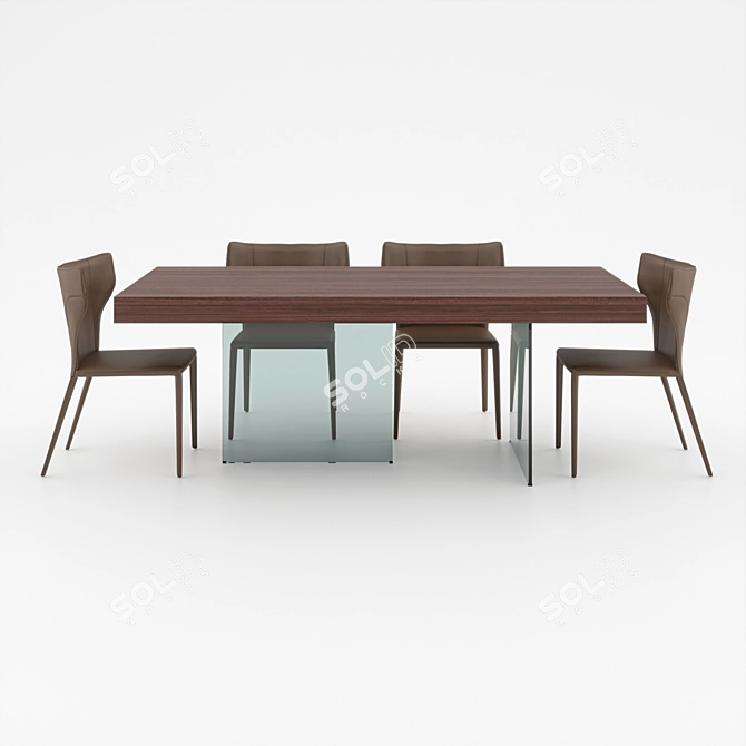 Dallas Dining Set: Elegant Table and Chairs 3D model image 3
