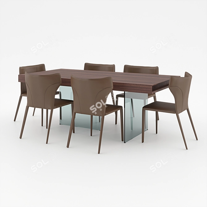 Dallas Dining Set: Elegant Table and Chairs 3D model image 4