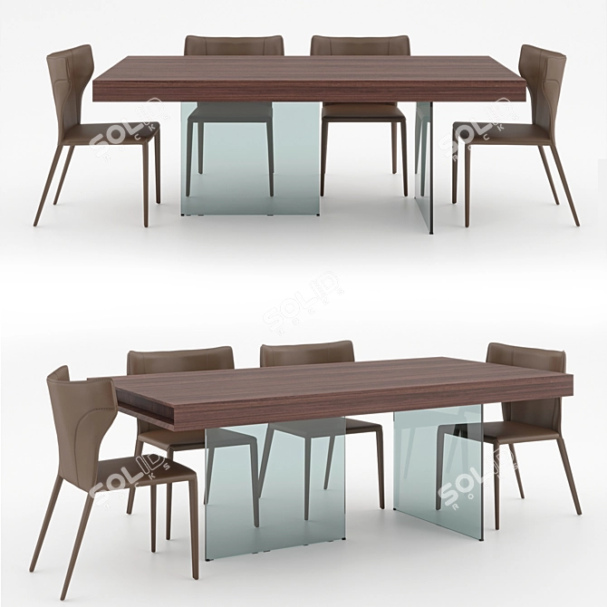 Dallas Dining Set: Elegant Table and Chairs 3D model image 7