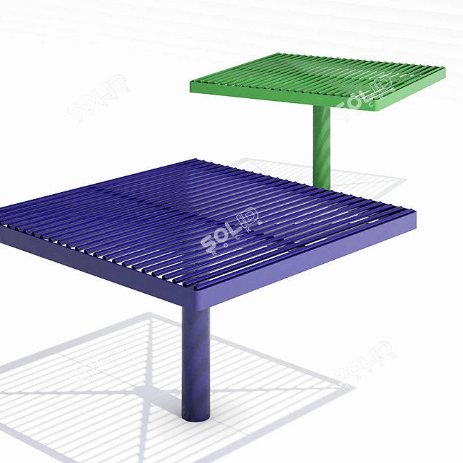 Title: PIXEL Transparent Steel Park Benches 3D model image 3