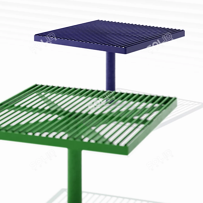 Title: PIXEL Transparent Steel Park Benches 3D model image 4