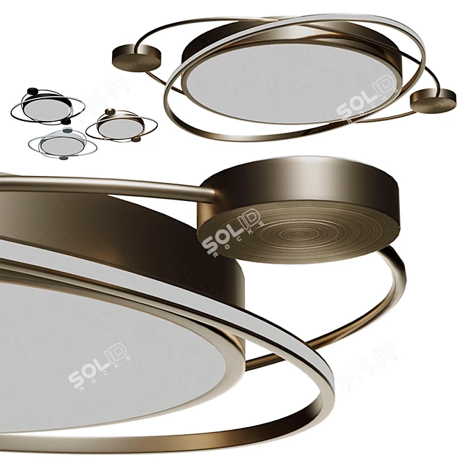 Metal Ring LED Ceiling Lamp 3D model image 2