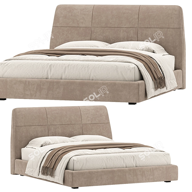 Shelby Geometric Upholstered Bed 3D model image 1