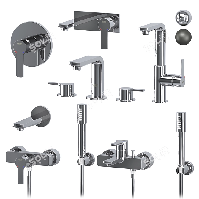 GROHE Linear Set: High-Quality Vray and Corona Compatible 3D Model 3D model image 2