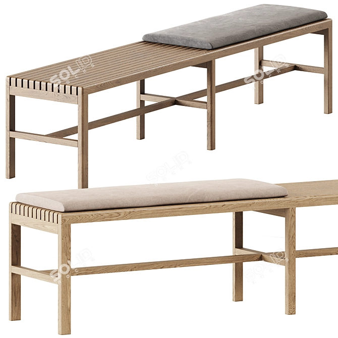Sleek Slat Upholstered Bench - Elegant and Versatile 3D model image 1