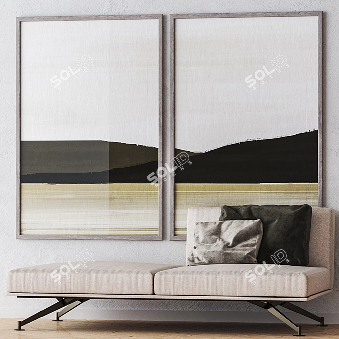 Elegant Large Wall Paintings 3D model image 4