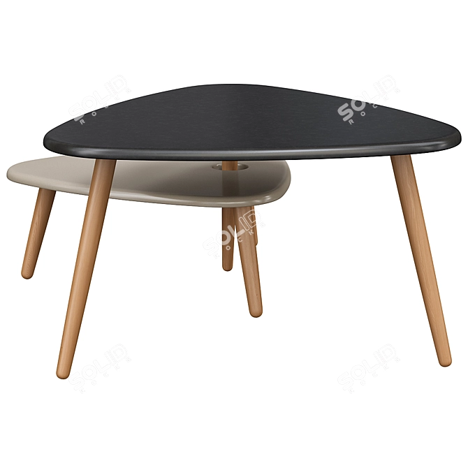 Elegant Michelle Duo Table Set 3D model image 2