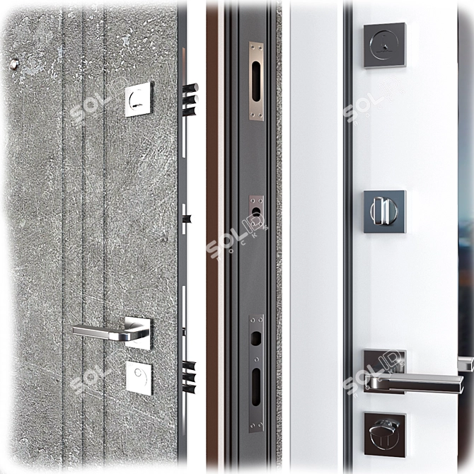 Elegant Mramor Metal Entrance Door 3D model image 2