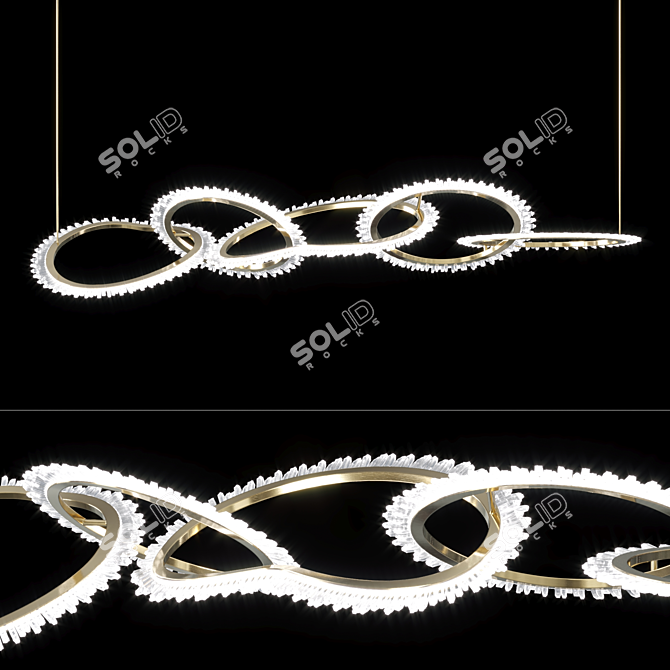 Golden Crystal Chandelier D2030-5 3D model image 1