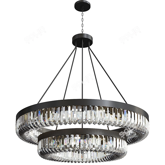 Elegant Crystal Basket Chandelier 3D model image 1