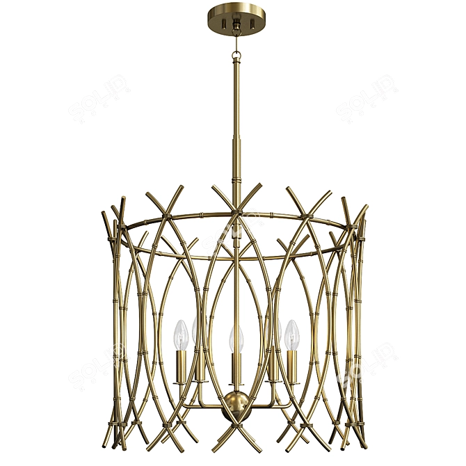 Elegant Bamboo Chandelier 3D model image 1