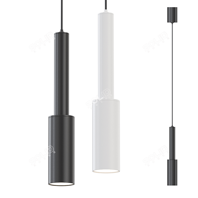 Metallic Cylindrical LED Pendant Lamp 3D model image 1