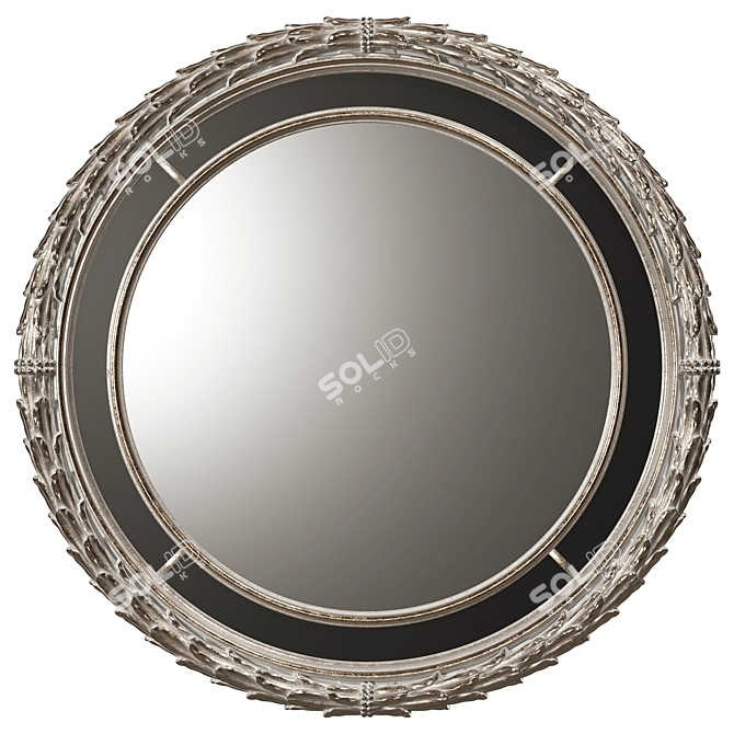 Neoclassical Round Mirror with Laurel Leaves 3D model image 2