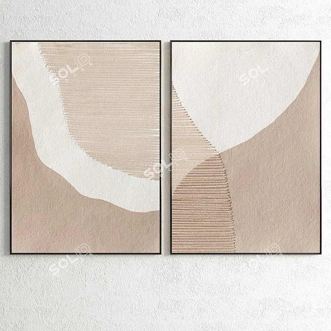 Elegant Plaster Dual Photo Frame 3D model image 2