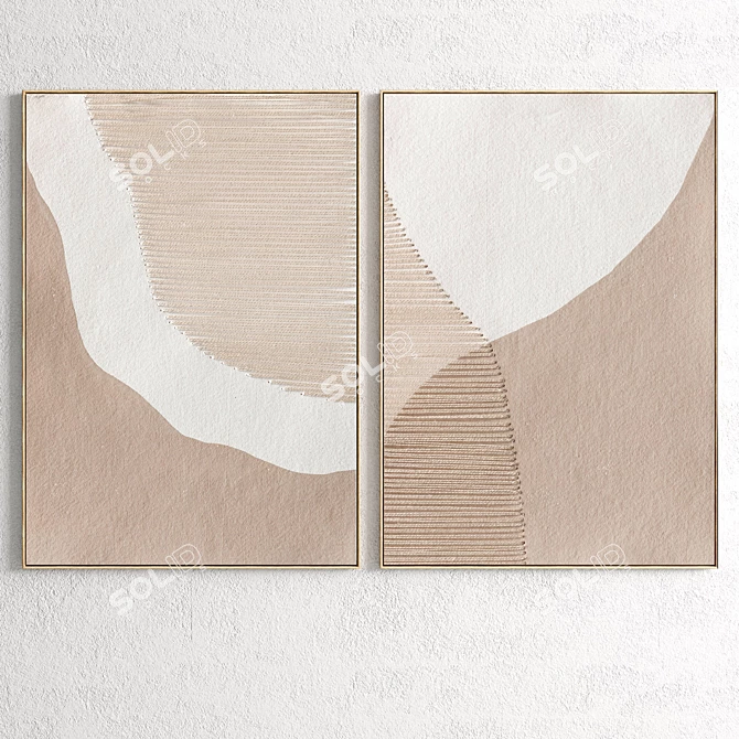 Elegant Plaster Dual Photo Frame 3D model image 3