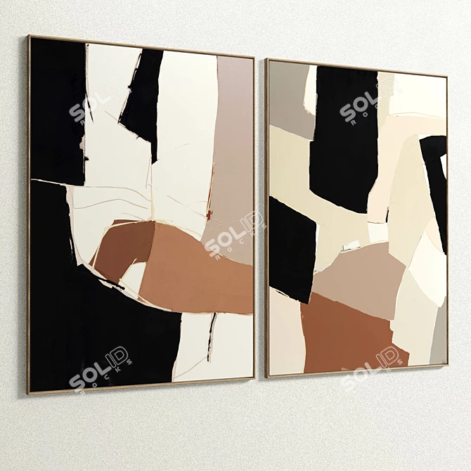 Elegant Plaster Double Photo Frame 3D model image 4