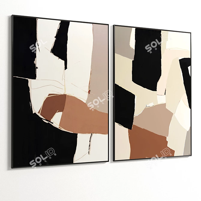 Elegant Plaster Double Photo Frame 3D model image 5