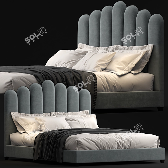 Eleanor Velvet Queen Bed 3D model image 1