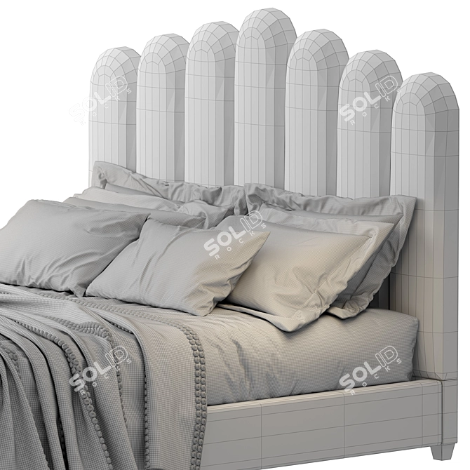 Eleanor Velvet Queen Bed 3D model image 6
