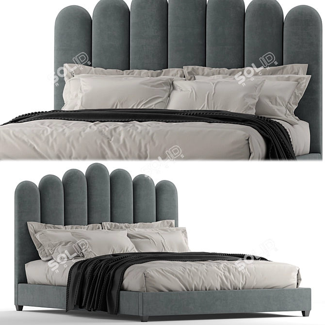 Eleanor Velvet Queen Bed 3D model image 7