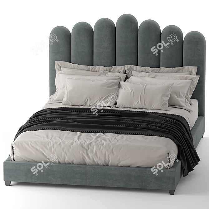 Eleanor Velvet Queen Bed 3D model image 8