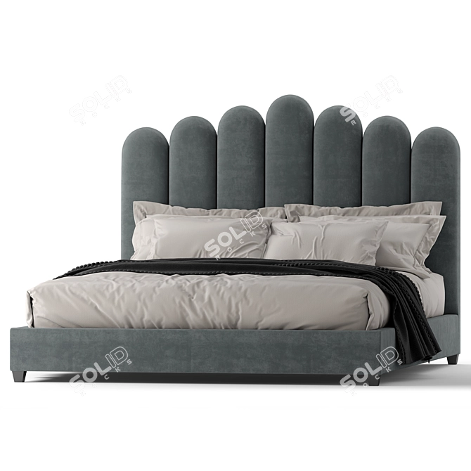 Eleanor Velvet Queen Bed 3D model image 11