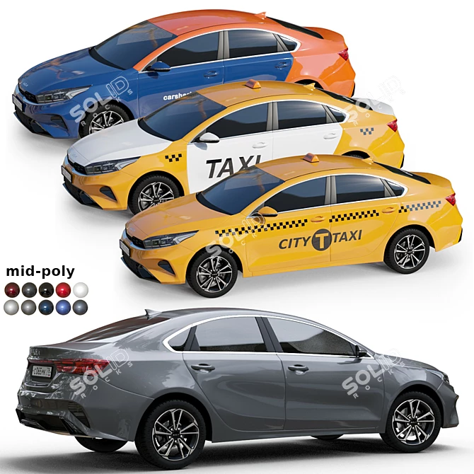 Sleek Kia Cerato 2022: Polygonal Design 3D model image 1