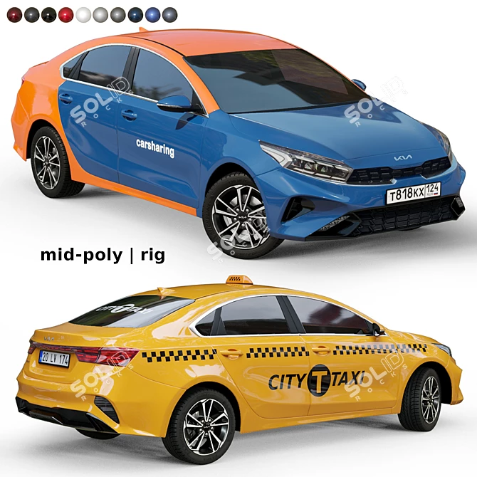 Sleek Kia Cerato 2022: Polygonal Design 3D model image 8