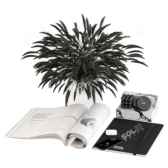 Sleek Monochrome Decor Set 3D model image 1