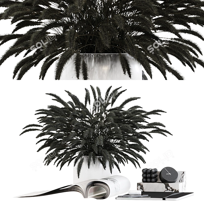 Sleek Monochrome Decor Set 3D model image 3