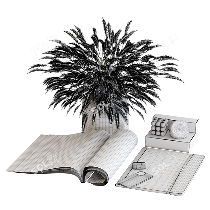 Sleek Monochrome Decor Set 3D model image 4