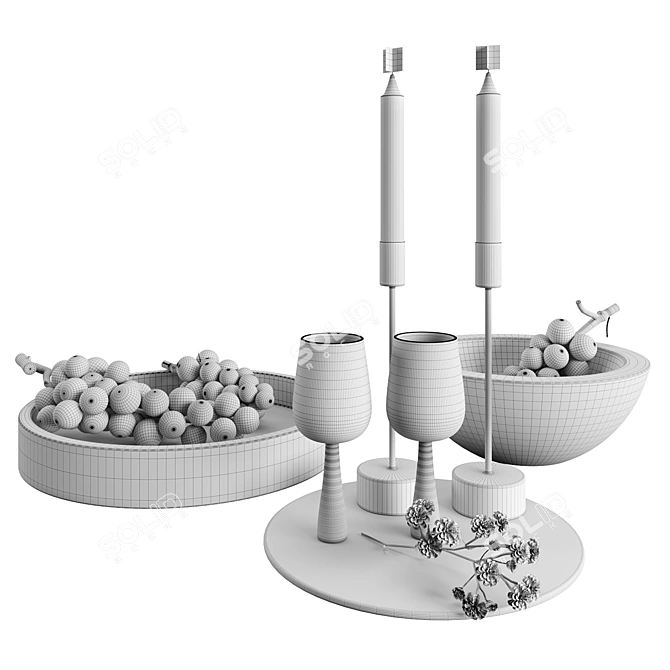 Italian Alabaster Grape Decor Set 3D model image 6