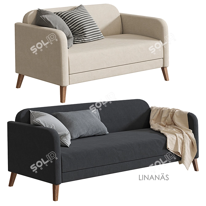 Ikea Linanes Sofa - Versatile and Stylish 3D model image 1