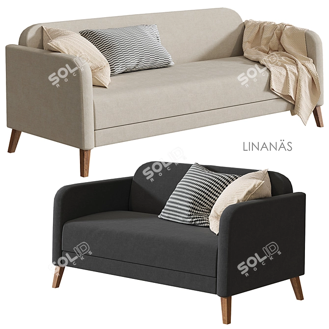 Ikea Linanes Sofa - Versatile and Stylish 3D model image 3