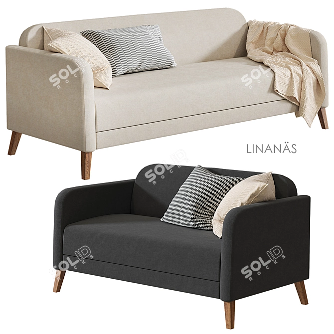 Ikea Linanes Sofa - Versatile and Stylish 3D model image 4