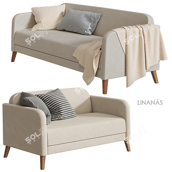 Ikea Linanes Sofa - Versatile and Stylish 3D model image 7