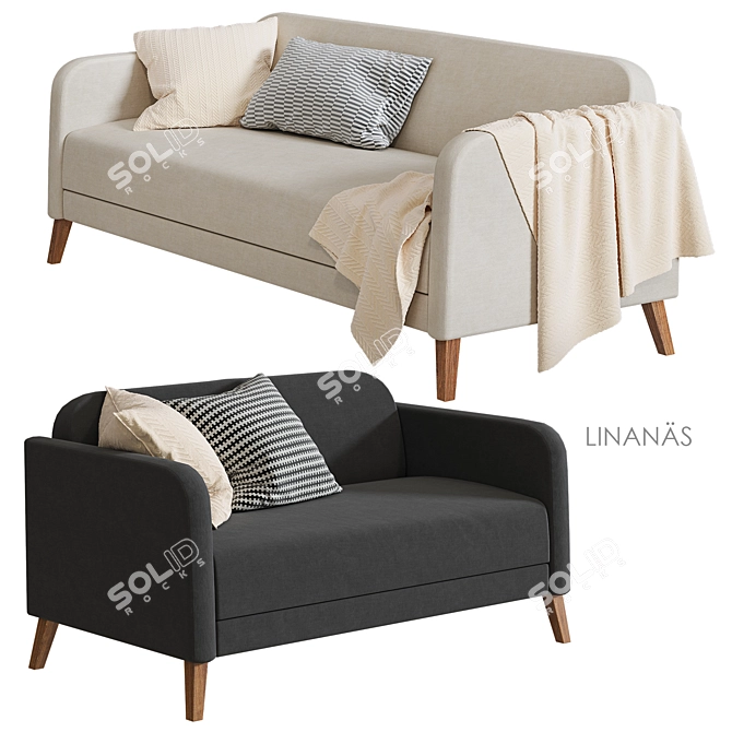 Ikea Linanes Sofa - Versatile and Stylish 3D model image 8
