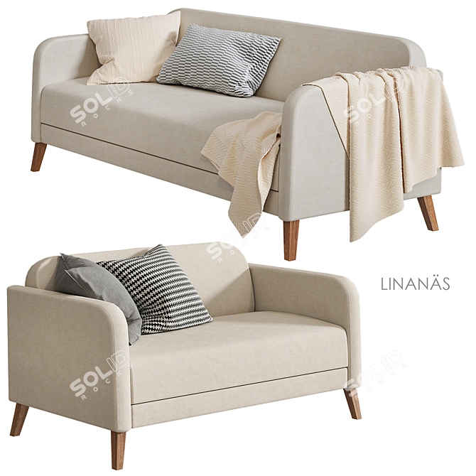 Ikea Linanes Sofa - Versatile and Stylish 3D model image 9