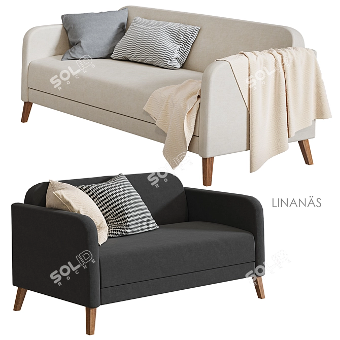 Ikea Linanes Sofa - Versatile and Stylish 3D model image 11