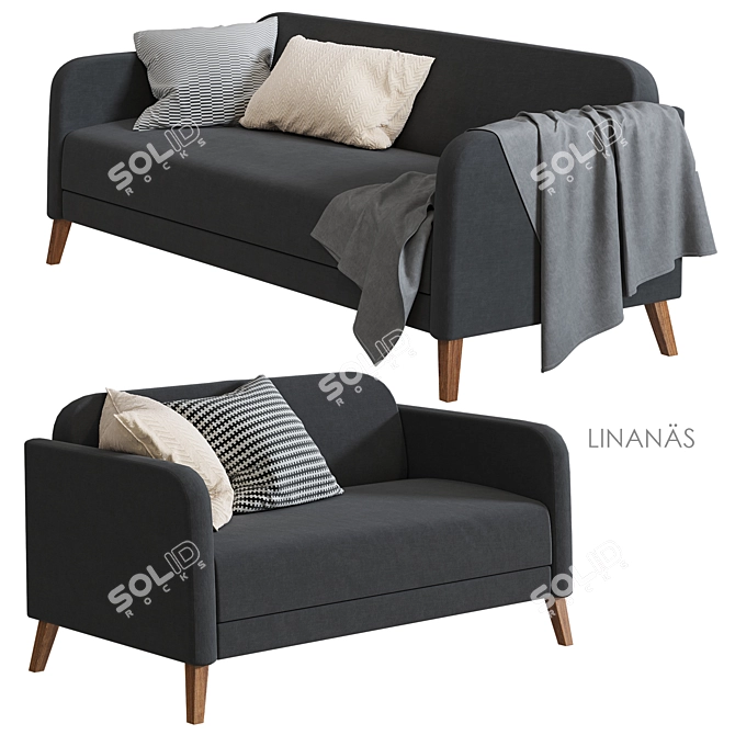 Ikea Linanes Sofa - Versatile and Stylish 3D model image 12